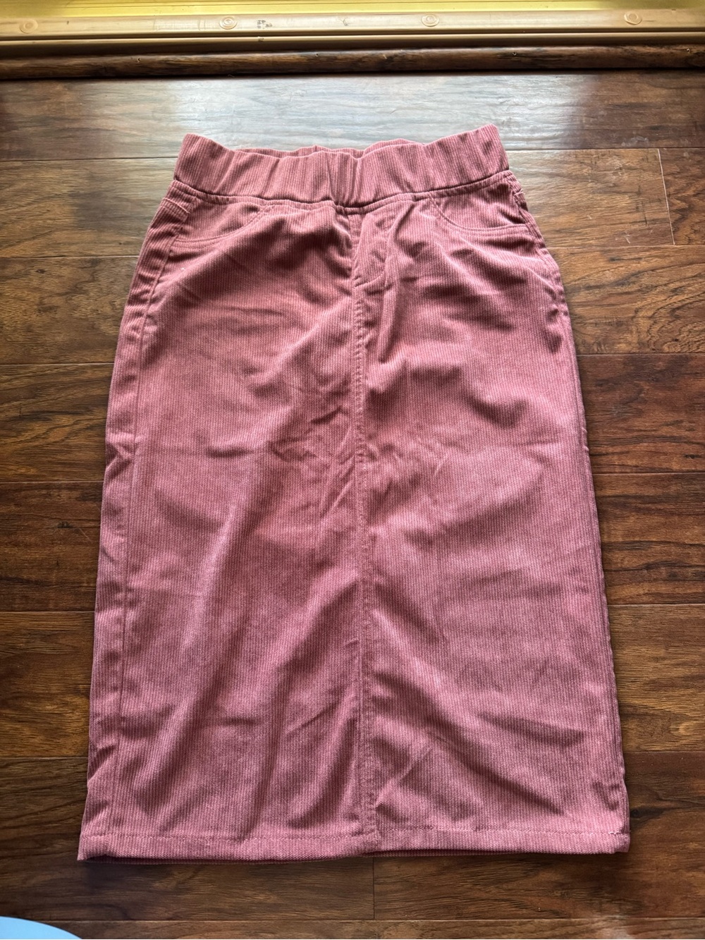 Corduroy Elastic Waist Pencil Skirt
